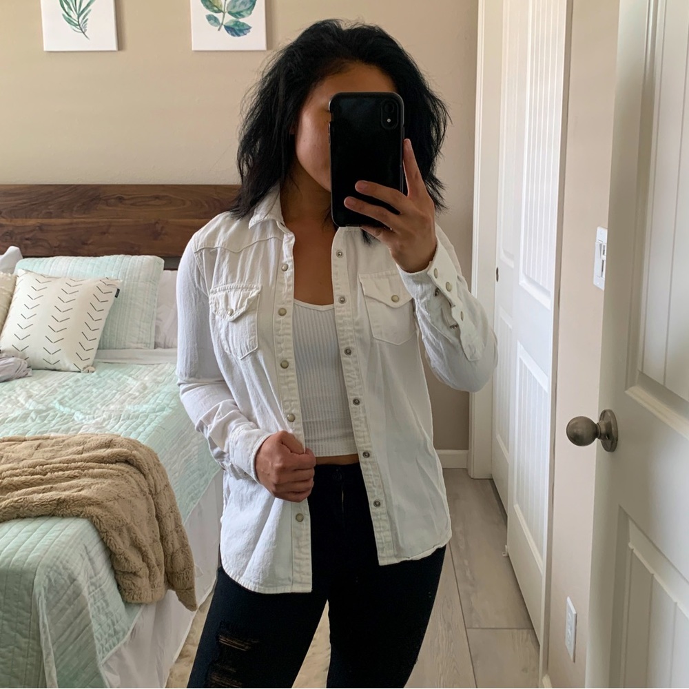 Lucky Brand white jean overshirt